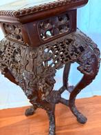 Antieke Chinese bijzettafel rozenhout, marmer, Ophalen