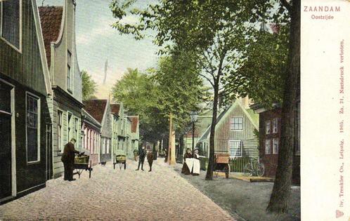 Zaandam Oostzijde - volk kar - 1905 - ongelopen, Verzamelen, Ansichtkaarten | Nederland, Ongelopen, Noord-Holland, Voor 1920, Ophalen of Verzenden