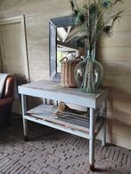 sidetable werkbank  industrieel vintage, Ophalen, Gebruikt, 100 tot 150 cm, Eikenhout