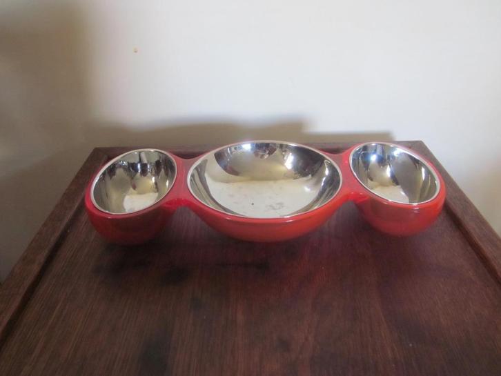 Verdeelschaal Alessi rood en RVS, Huis en Inrichting, Keuken | Servies, Zo goed als nieuw, Schaal of Schalen, Overige stijlen