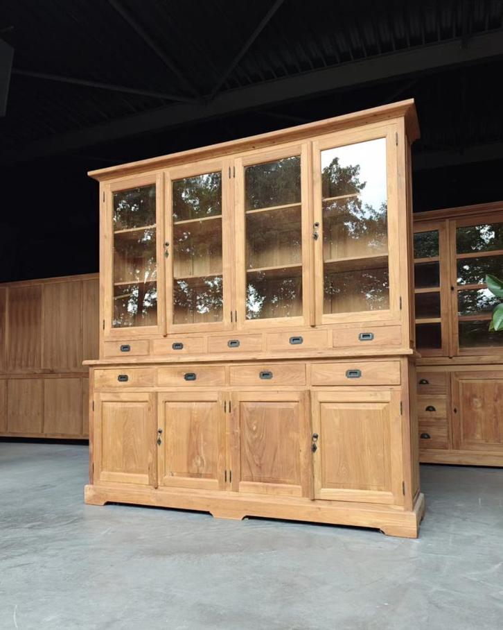 Teakhout Buffetkast | Ruime Servieskast | Winkelkast #2200, Huis en Inrichting, Kasten | Buffetkasten, Gebruikt, 200 cm of meer