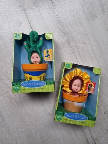 2 Anne Geddes Poppen cactus en zonnebloem- Nieuw in Pot beschikbaar voor biedingen
