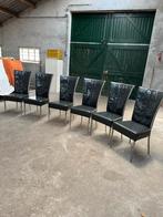 6 nette eetkamerstoelen, Ophalen, Grijs, Leer, Vijf, Zes of meer stoelen