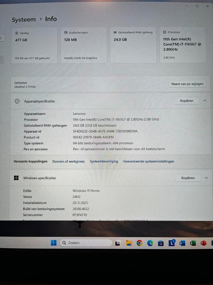 Lenovo IdeaPad 3 - 24GB RAM, 477GB Opslag, Computers en Software, Windows Laptops, Gebruikt, 17 inch of meer, SSD, 2 tot 3 Ghz