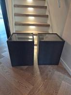 2 nachtkastjes gestoffeerd met glas, totaal 35 eur, Huis en Inrichting, Slaapkamer | Nachtkastjes, Ophalen, Gebruikt, Minder dan 45 cm