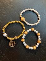 Nieuw=3x armbandjes lichtblauw-brons kleur=kralen/bedel, Sieraden, Tassen en Uiterlijk, Armbanden, Blauw, Nieuw, Ophalen of Verzenden