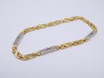 Lange 14 karaat Gouden Koningsarmband Armband Koningsschakel, Ophalen, Nieuw, Met edelsteen, Goud