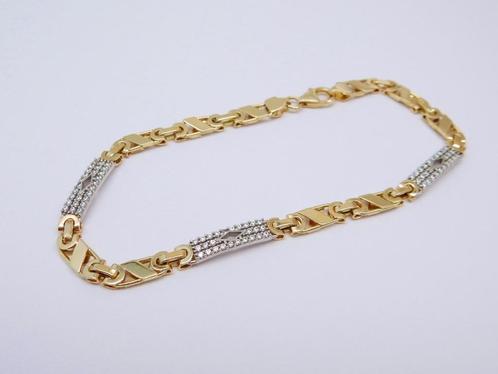 Lange 14 karaat Gouden Koningsarmband Armband Koningsschakel, Sieraden, Tassen en Uiterlijk, Armbanden, Nieuw, Goud, Goud, Met edelsteen