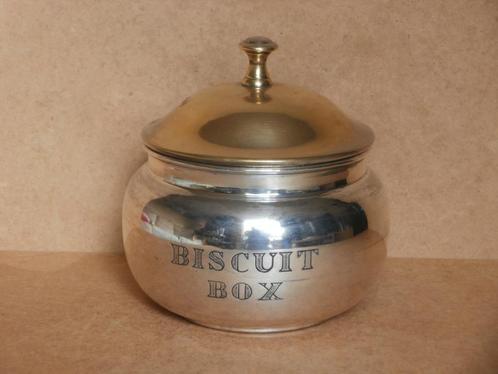 Vintage biscuit box trommel koekjes pot koekjespot verzilver, Antiek en Kunst, Antiek | Woonaccessoires, Ophalen of Verzenden