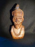 Massief houten buste van oude man/krijger. Vintage, Ophalen of Verzenden, Zo goed als nieuw