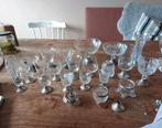 Antieke kristallen glazen met zilveren voet (echt zilver), Antiek en Kunst, Antiek | Glas en Kristal, Ophalen