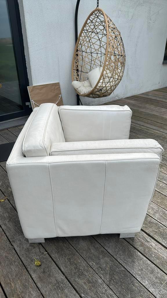 Stijlvolle Contempo Lederen Bank, Huis en Inrichting, Fauteuils, Zo goed als nieuw, Leer, 125 cm of meer, 75 tot 100 cm, Ophalen