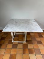 Vintage marmeren tafelblad met stalen poten, Overige materialen, 100 tot 150 cm, 100 tot 150 cm, Gebruikt