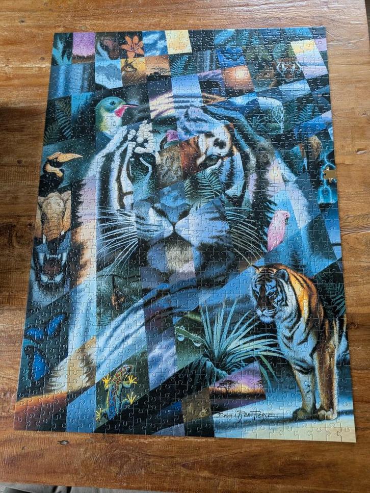 Best lastige mozaïekpuzzel waarin een tijger centraal staat, Hobby en Vrije tijd, Denksport en Puzzels, 500 t/m 1500 stukjes, Ophalen of Verzenden