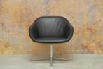 ZGAN! zwarte leren Walter Knoll Turtle design draaifauteuil