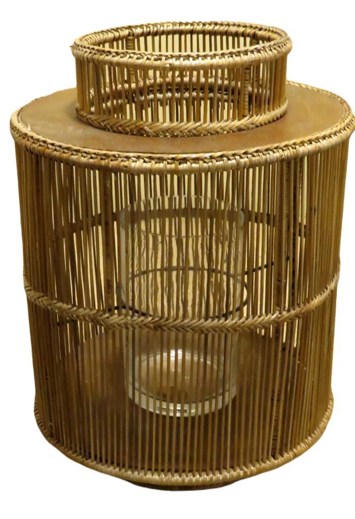 Groot (vloer )windlicht, Huis en Inrichting, Woonaccessoires | Kandelaars en Kaarsen, Gebruikt, Kandelaar, 25 tot 50 cm, Hout