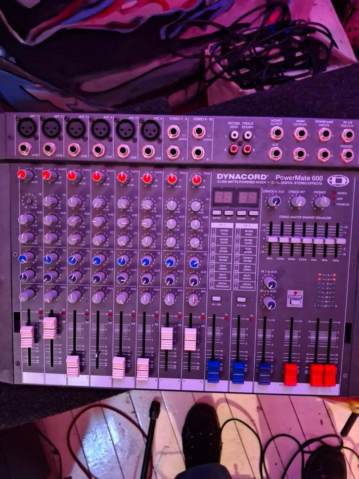 Dynacord Powermate 600 Mengpaneel, Muziek en Instrumenten, Mengpanelen, Gebruikt, 5 tot 10 kanalen, Microfooningang, Ophalen of Verzenden