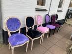 6x gekleurde brocante stoelen, Antiek en Kunst, Ophalen of Verzenden