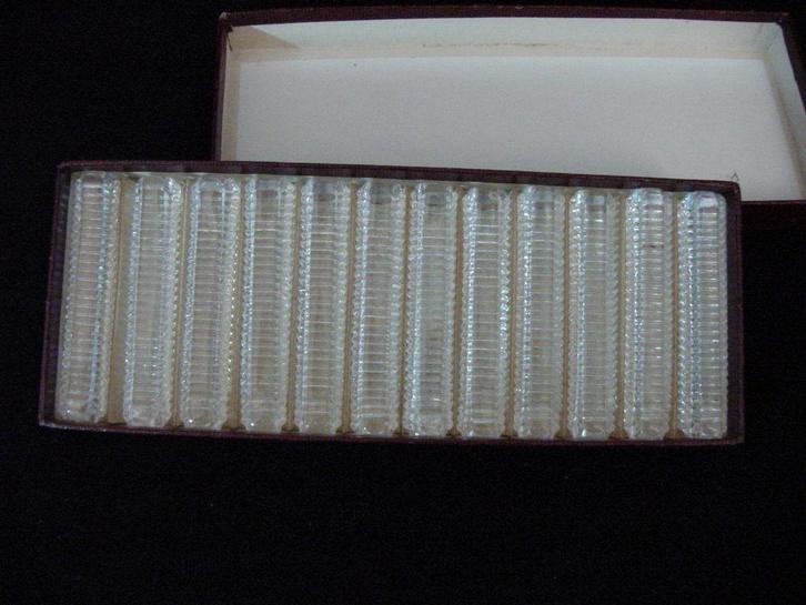 12 GLAZEN MESSENLEGGERS, Antiek en Kunst, Antiek | Glas en Kristal, Ophalen of Verzenden