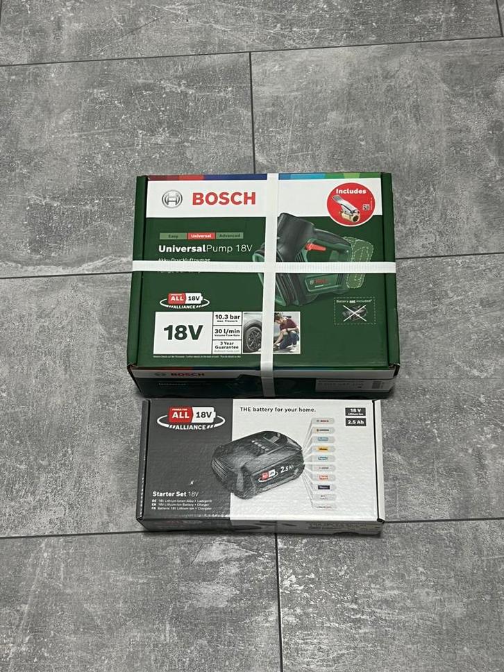 Bosch 18V luchtpomp UniversalPump, 18v 2,5 Ah accu en Lader, Caravans en Kamperen, Luchtpompen, Nieuw, Ophalen of Verzenden