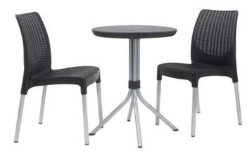 Keter Chelsea Balcony antraciet tafel + Stoelen beschikbaar voor biedingen