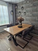Prachtige massief eiken eettafel + 4 stoelen – topstaat, Huis en Inrichting, Ophalen, Zo goed als nieuw, 4 tot 6 stoelen