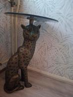 Bijzettafeltje met Pantervoet en Glasplaat, Huis en Inrichting, Tafels | Bijzettafels, Ophalen of Verzenden