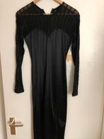 Gala lange jurk, satijn, met kant maat M, Maat 38/40 (M), Galajurk, Zwart, Ophalen of Verzenden