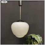 grote art deco opaline plafondlamp met pendelstang, Ophalen, Gebruikt, Glas, Nb