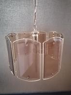 vintage lamellen lamp met rookglas platen en messing igst, Ophalen of Verzenden