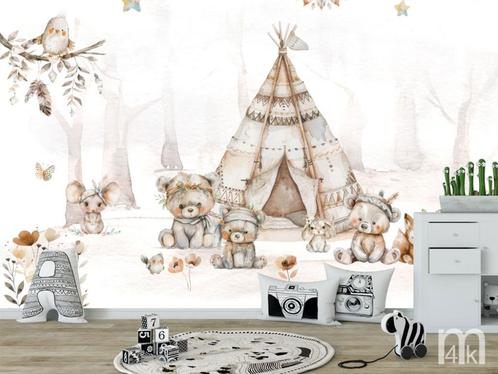 Bosdieren VINYL fotobehang van topkwaliteit Muurdeco4kids, Kinderen en Baby's, Kinderkamer | Inrichting en Decoratie, Nieuw, Wanddecoratie