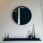 Spiegel met wandplank zwart, Huis en Inrichting, Woonaccessoires | Spiegels, Ophalen, Minder dan 50 cm, Gebruikt, Rond