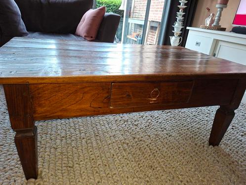 Houten Salontafel met Lade - Landelijke Stijl, Huis en Inrichting, Tafels | Salontafels, Gebruikt, 50 tot 75 cm, 50 tot 100 cm
