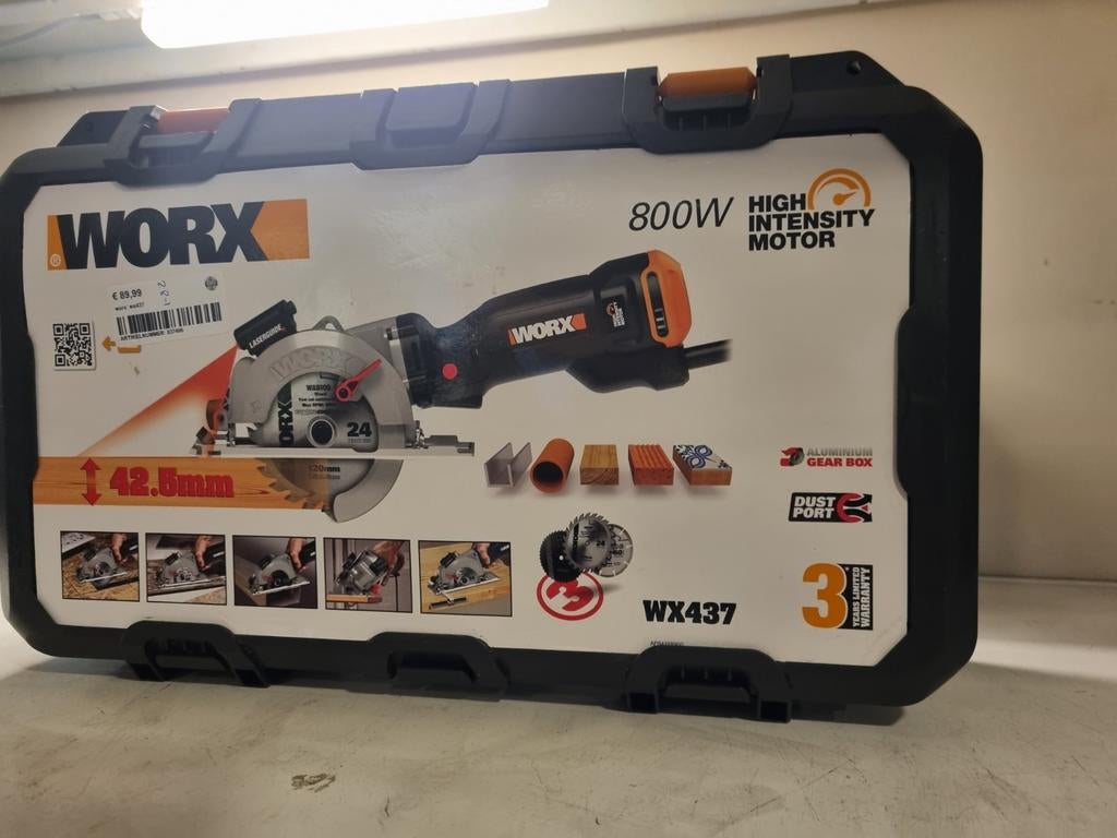 Worx WX437 Compact Cirkelzaag - Zo goed als nieuw!, Cirkelzaag, Worx, 600 tot 1200 watt, Ophalen of Verzenden