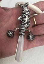 Zilver Rammelaar Rinkelbel Jan Klaassen met 2 belletjes, Ophalen of Verzenden, Zilver