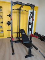 Half-rack & Lat-pulley, & bankje, gewichten & dipping extens, Ophalen, Benen, Krachtstation, Zo goed als nieuw