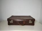 K596 VINTAGE lederen koffer jaren 40-50, Sieraden, Tassen en Uiterlijk, Koffers, 60 tot 70 cm, 2e hands, Gebruikt, Leer