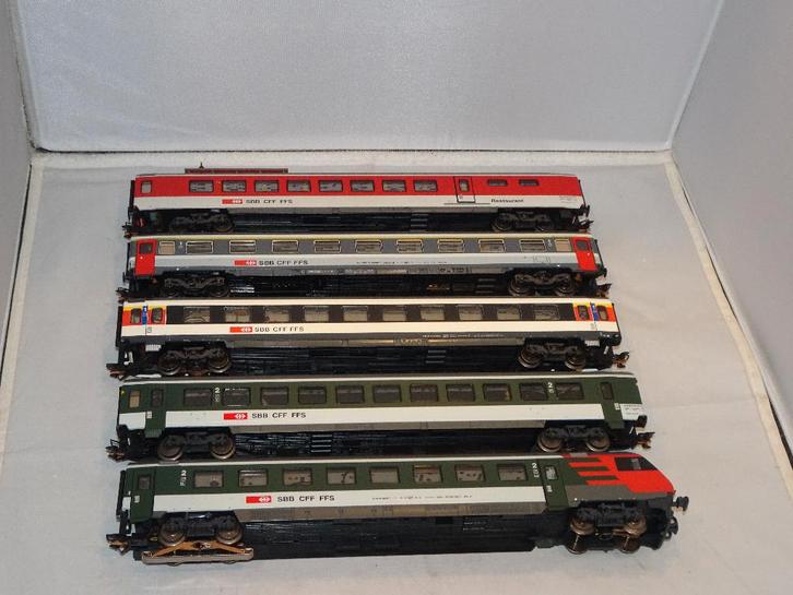 5 delige Marklin SBB duw/trekcomb met LED binnenlicht (#767), Hobby en Vrije tijd, Modeltreinen | H0, Zo goed als nieuw, Wagon