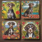 Duitse Staande Draadhaar Frida Kahlo onderzetters met houder, Ophalen of Verzenden, Nieuw, Glas of Kopje