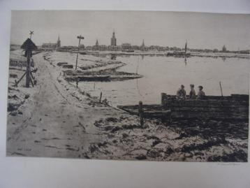 Witjens, Willem-Gezicht op Kampen vanaf Kampereiland Ets1935 beschikbaar voor biedingen