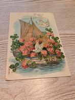 Brocante Ansichtkaart 1909 - Bootje met Duiven, Verzamelen, Ansichtkaarten | Themakaarten, Ophalen of Verzenden