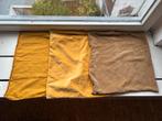 3 kussenslopen, okergeel en bruin, Huis en Inrichting, Woonaccessoires | Kussens, Ophalen, Gebruikt, Bruin, Vierkant