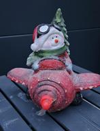 te koop kerstdecoratie: sneeuwpop in vliegtuig, Diversen, Ophalen of Verzenden, Gebruikt