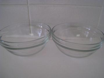 2 glazen schalen, Arcoroc France, maten H 5,5cm x diam 12cm beschikbaar voor biedingen