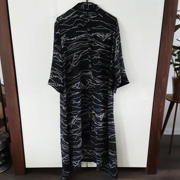ZEFFA, voile lange tuniek/jurk, zwart wit grafisch mt 52/54 beschikbaar voor biedingen