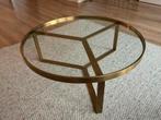 Made ronde Gouden salontafel met glas, Ophalen, 50 tot 100 cm, Rond, 50 tot 100 cm