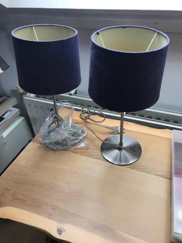 nachtkastlamp 2x of dressoir/tafeltje kleine fitting velours beschikbaar voor biedingen