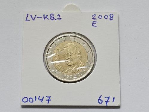 2-euromunt Spanje (E) 2008 Koers LV-K8.2, Postzegels en Munten, Munten | Europa | Euromunten, Losse munt, 2 euro, Spanje, Ophalen of Verzenden