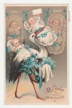 Ooievaars.  Baby's.  Kinderen.  Reliëfkaart.  1910., Verzenden, Voor 1920, Gelopen, Overige thema's