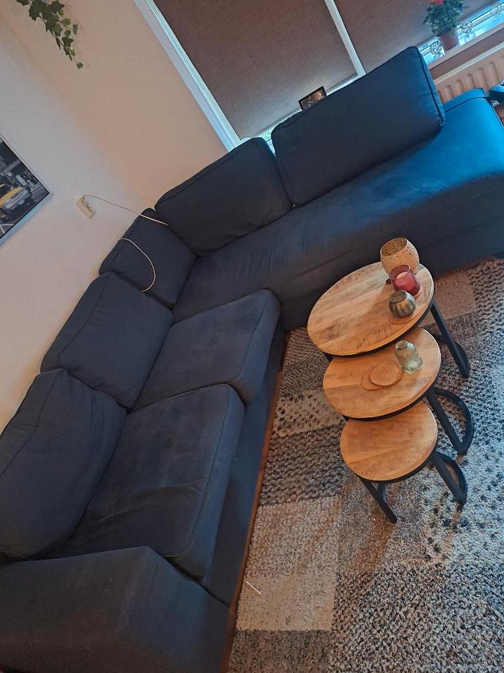 Hoekbank blauw €125 zitmaxx, Huis en Inrichting, Banken | Complete zithoeken, Gebruikt, Stof, Ophalen